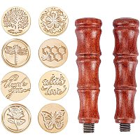 CRASPIRE Wax Seal Stamp Set 8pcs Insect Plant Series Sealing Wax Stamps Heads + 2 Wooden Handle Retro Brass Wax Stamp Kit for Cards Envelopes Invitations(Dragonfly Butterfly Bee Cherry Blossom Rose)