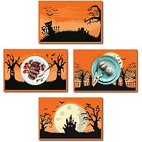 CREATCABIN Placemats Halloween Table Mats Tableware Pad Cotton Linen Rectangle Set of 4 Lemon Washable Heat Resistant Non-Slip for Dining Table Kitchen Decor 18 x 12inch