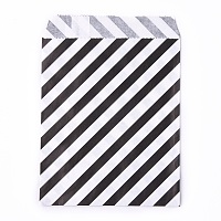 Honeyhandy Kraft Paper Bags, No Handles, Food Storage Bags, Stripe Pattern, Black, 18x13cm