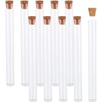 BENECREAT 10 Pack 25ml Glass Tube with Cork Stopper Clear Flat Mini Glass Bottles Jars for Party Favors, Candy, Gumball, Spices, Beads