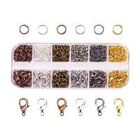 Honeyhandy Alloy Lobster Claw Clasps and Iron Jump Rings, Mixed Color, 12x7x3mm, Hole: 1mm, 5x0.6mm, clasp: about 20pcs/compartment, ring: about 5g/compartment