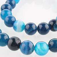 Nbeads Natural Gemstone Agate Round Bead Strands, Dyed, DeepSkyBlue, 8mm, Hole: 1mm; about 49pcs/strand, 14.96"
