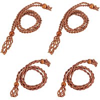 NBEADS 4 Pcs Necklace Cord Empty Stone Holder, 2 Styles 17.7"~18.5" Adjustable Braided Waxed Cord Raw Stone Necklace Cord for Amulet Pendant Necklace Jewelry Making