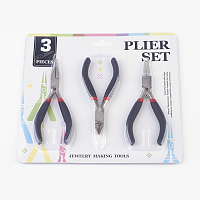 Honeyhandy 45# Carbon Steel DIY Jewelry Tool Sets: Round Nose Pliers, Wire Cutter Pliers and Side Cutting Pliers, Platinum, Black, 315x70x10mm, 3pcs/set