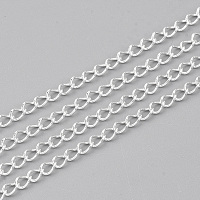 Honeyhandy 304 Stainless Steel Curb Chains, Twisted Chains, Soldered, Silver Color Plated, 4x2.5x0.5mm