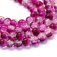 Arricraft Baking Painted Transparent Crackle Glass Round Bead Strands, Medium Violet Red, 8.5~9mm, Hole: 1.5mm, about 105pcs/strand, 31.8 inches