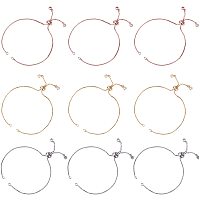 Brass Slider Bracelets Making, with Cubic Zirconia, Box Chains, Long-Lasting Plated, Mixed Color, 9.4 inches(24cm); 1mm, Hole: 1.5mm, 12pcs/box