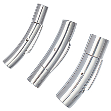 Unicraftale Smooth Surface 304 Stainless Steel Bayonet Clasps, Tube, Stainless Steel Color, 6pcs/box