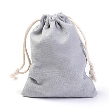 Honeyhandy Polycotton Canvas Packing Pouches, Reusable Muslin Bag Natural Cotton Bags with Drawstring Produce Bags Bulk Gift Bag Jewelry Pouch for Party Wedding Home Storage, Dark Gray, 12x9cm