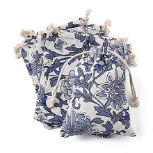 Honeyhandy Burlap Packing Pouches, Drawstring Bags, Slate Blue, 17.3~18.2x13~13.4cm