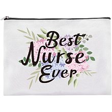 FINGERINSPIRE Nurse Theme Makeup Bag, 9x7 Inch Cosmetic Zipper Pouch for Purse Organizer, Canvas Bag Handbags Printing Pencil Bag for Nurse Practitioner Presents - Best Nurse Ever