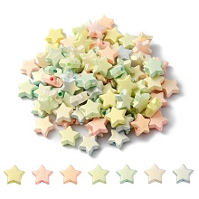 Honeyhandy Spray Painted Frosted Opaque Acrylic Beads, Star, Mixed Color, 9x9.5x4mm, Hole: 1.8mm