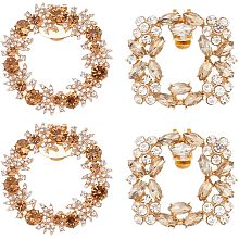 FINGERINSPIRE 4 PCS Rhinestone Crystal Shoe Clips Wreath & Rectangle Shape Shoe Charms Detachable Pair Shoe Buckles Light Gold Shoes Jewelry Decorations for Women Bridal Pumps Heels Shoes Hats Bags