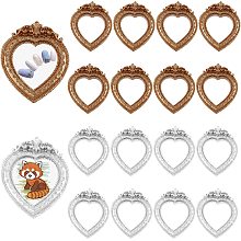 AHANDMAKER 20 Pcs Vintage Heart Resin Picture Frame, 2 Colors Antique Mini Embossed Resin Jewelry Display Frame Photography Photo Frame Tabletop Small Photo Frame for DIY Craft Home Wall Decor