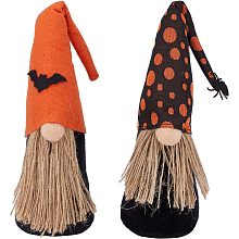 GORGECRAFT 2Pcs 2 Colors Halloween Gnomes Plush Decor Handmade Craft Tomte with Witch Hat Scandinavian Nisse Folklore Household Ornament Nordic Elf Dwarf for Indoor Party Table Tiered Tray Decoration