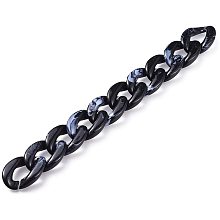 Arricraft 5 Strands 39.37 Inch Black Acrylic Link Chain, Plastic Curb Chain for Neckalce, Bracelet, Earrings, Handbag, Sunglasses Holder