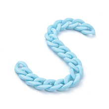 Honeyhandy Handmade Opaque Acrylic Curb Chains, Deep Sky Blue, Links: 19x13.5x4.5mm, 39.37 inch(1m)/strand