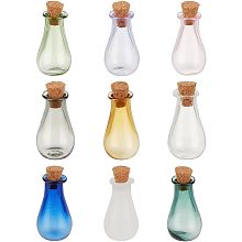 PandaHall Elite 9PCS Tiny Spell Jars, 9 Colors Glass Mini Potion Bottles Empty Wishing Bottle Vials with Cork Stopper Mini Glass Bottles for Pendant Decorations, DIY Crafts, Party Favor