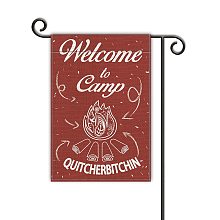 GLOBLELAND 12 x 18 Inch Welcome To Camp Quitcherbitchin Flag Vertical Double Sided Paisley Garden Flag Outdoor Decor, IndianRed