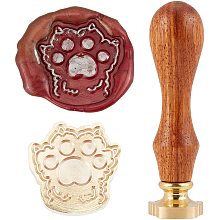 CRASPIRE Wax Seal Stamp Cat Paw Vintage Sealing Wax Stamps Removable Brass Head Sealing Stamp with Wooden Handle for Christmas Wedding Invitations Xmas Thanksgiving Gift Wrap