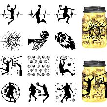 12 Style Silhouette Paper, for Lighting Decoration, Paper Cut Light Box, Rectangle, Basketball Pattern, 90x100mm, 12pcs/set