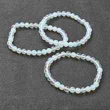 Honeyhandy Opalite Beaded Stretch Bracelets, Round, Beads: 6~6.5mm, Inner Diameter: 2-1/4 inch(5.55cm)