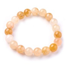 Honeyhandy Natural Topaz Jade Beads Stretch Bracelets, Round, 2-1/4 inch~2-3/8 inch(5.7~6cm), Beads: 10~10.5mm