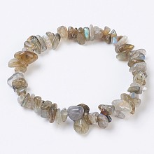 Honeyhandy Natural Labradorite Stretch Bracelets, Nuggets, 2-1/8 inch(5.5cm)