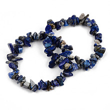 Honeyhandy Unisex Chip Natural Lapis Lazuli Beaded Stretch Bracelets, Inner Diameter: 1-3/4~2 inch(4.5~5cm)