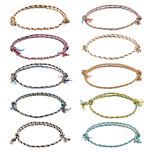 PandaHall Elite 50Pcs 10 Colors Cotton Braided Cord Bracelets Set, Adjustable Bracelets for Women, Mixed Color, Inner Diameter: 1-5/8~3-1/2 inch(4~9cm), 5Pcs/color