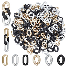 HOBBIESAY 300Pcs 6 Style Spray Painted CCB Plastic Linking Rings, Quick Link Connectors, For Jewelry Chains Making, Oval & Twist, Mixed Color, 20~23x11~16x5.5mm, Inner Diameter: 4~6x13~14mm, 50pcs/style