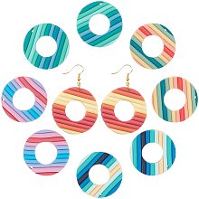 Arricraft 10 Pcs Handmade Polymer Clay Pendants, Soft Donut Charms. Dangle Clay Beads Charms for Earring Making- Rainbow Color