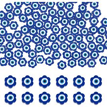 DICOSMETIC 500Pcs Evil Eye Beads Blue Handmade Flower Shape Polymer Clay Beads Softable Flowers Beads Evil Eye Spacer Disc Beads for DIY Bracelet Necklace Jewelry Making, Hole: 1.8mm