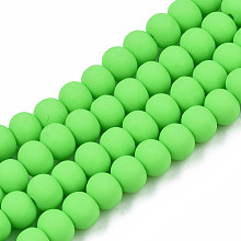 Honeyhandy Handmade Polymer Clay Beads Strands, for DIY Jewelry Crafts Supplies, Round, Lime, 7x5.5mm, Hole: 1.6mm, about 69pcs/strand, 15.75 inch~16.14 inch(40~41cm)