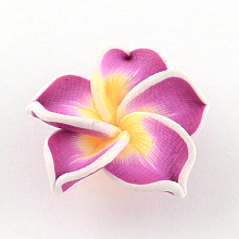 Honeyhandy Handmade Polymer Clay 3D Flower Plumeria Beads, Orchid, 15x8mm, Hole: 2mm