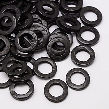 Honeyhandy Dyed Wood Jewelry Findings Coconut Linking Rings, Black, 20~23x2~5mm