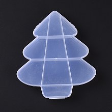 Honeyhandy 10 Grids Transparent Plastic Box, Christmas Tree Shaped Bead Containers for Small Jewelry and Beads, WhiteSmoke, 18x15.9x2.5cm, Inner Diameter: 22~52x27~59x22mm