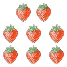 Honeyhandy Translucent Resin Decoden Cabochons, Imitation Fruit, Strawberry, Orange Red, 21.5x17x7mm