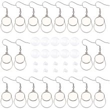 ARRICRAFT 24pcs Stainless Steel Earring Blank Wire Hooks Blank Bezel Earrings with Teardrop Frame 12mm Flat Round Dangle Earring Trays with Glass Cabochons for Jewelry Making