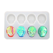 Honeyhandy Silicone Molds, Resin Casting Molds, For UV Resin, Epoxy Resin Jewelry Making, Sugar Skull, White, 185x120x14mm