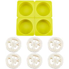 AHANDMAKER Silicone Soap Moulds, Soap Storage Box Silicone Molds, Resin Casting Molds with 10Pcs Natural Loofah Slices Soap Dish Holder for Handmade Soap,Yellow