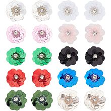 GORGECRAFT 20PCS 10 Colors 1.2 Inch Sequin Flowers Beading Applique Crystal Beaded Sewing on Cloth Patches Rhinestones Garment Accessory DIY for Clothes Bag Shoes Wedding Dress Headband Craft Decor