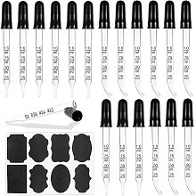 PandaHall Elite 24 Pack Calibrated Eye Dropper, 1 ml Bent & Straight Tip Calibrated Glass Droppers Essential Oil Dropper Pipette Glass Stain Dropper with Label Stickers for Essential Oil Makeup Liquid