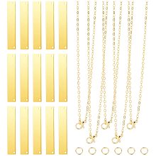 PandaHall Elite 20pcs Golden Stamping Blank Bar Pendant Name Tags Rectangle Charm with 20pcs Cable NecklaceChain, 30pcs Jump Rings for DIY Bracelet Necklace Earring Supplies