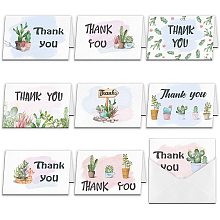 ARRICRAFT 9Pcs Thank You Cards Cactus Series Rectangle Thanks Theme Greeting Cards Set Thank You Notes with Envelopes for Thanksgiving Mother's Day, Father's Day 5.9x3.9in