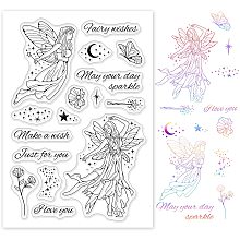 GLOBLELAND Fairy Silicone Clear Stamps with Flower Butterfly Star Shape for Card Making DIY Scrapbooking Photo Album Decoration Paper Craft,6.3x4.3Inches