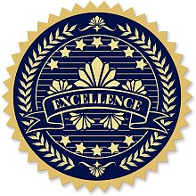 CRASPIRE Gold Foil Certificate Seals Excellence 2" Round Self Adhesive Embossed Stickers 100pcs for Invitations, Certification, Graduation, Notary Seals, Corporate Seals, Monogram Emboss