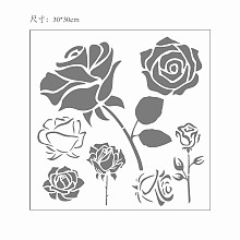 GORGECRAFT Plastic Drawing Painting Stencils Templates, Square, Rose Pattern, 30x30cm