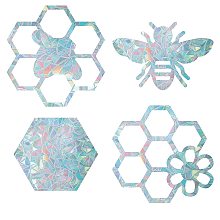 GORGECRAFT 16PCS Bee Window Stickers Honeycomb Static Decal Anti Collision Hexagon Glass Clings Non Adhesive Vinyl Film Home Decorations for Sliding Doors Windows Prevent Stop Birds Dogs Strikes