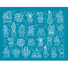 OLYCRAFT 5x4 Inch Silk Screen Stencil for Polymer Clay Plant Silk Screen Printing Stencils Cactus Succulent Pot Clay Stencils Reusable Mesh Transfer Stencil for Polymer Clay Earring Jewelry Making